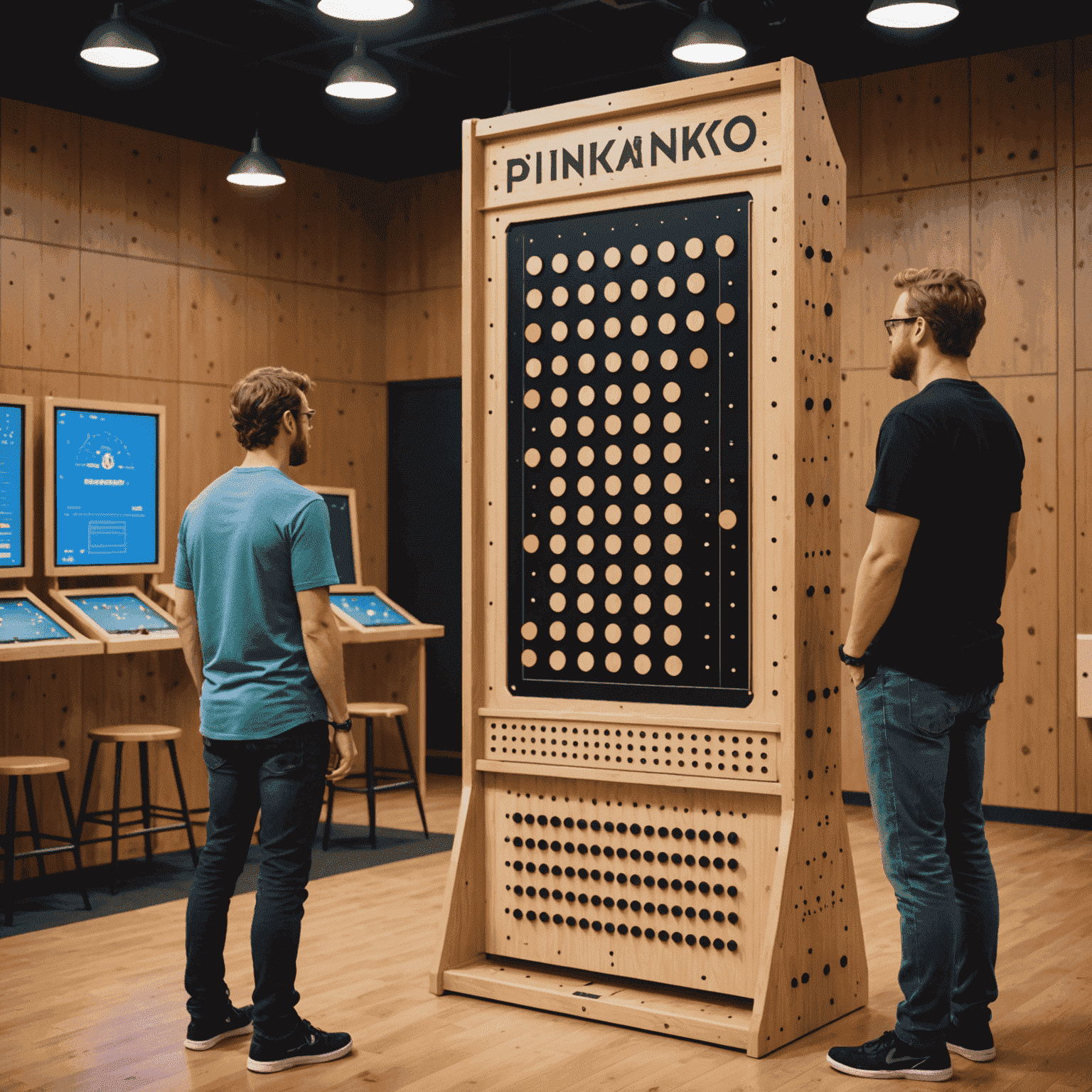 A multiplayer Plinko setup showing multiple players' scores and avatars alongside their respective Plinko boards